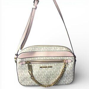 MICHAEL KORS - Jet Set Large East West Zip Chain Crossbody Powder Blush Multi